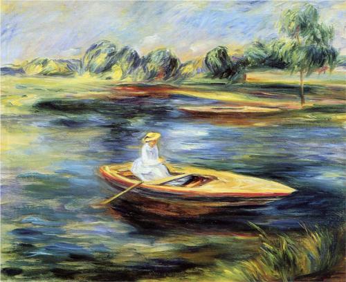 Young Woman Seated in a Rowboat by Renoir